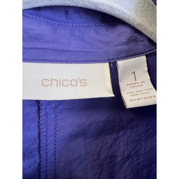 Chico’s Blouse Top Women’s 0 Silk Blend Button Up Long Sleeve Pockets Shirt - Picture 5 of 8